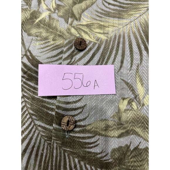 Caribbean Silk Blend Leaf Button Front Shirt Sz 2XB Gray Green Tropical Beach - Picture 9 of 10